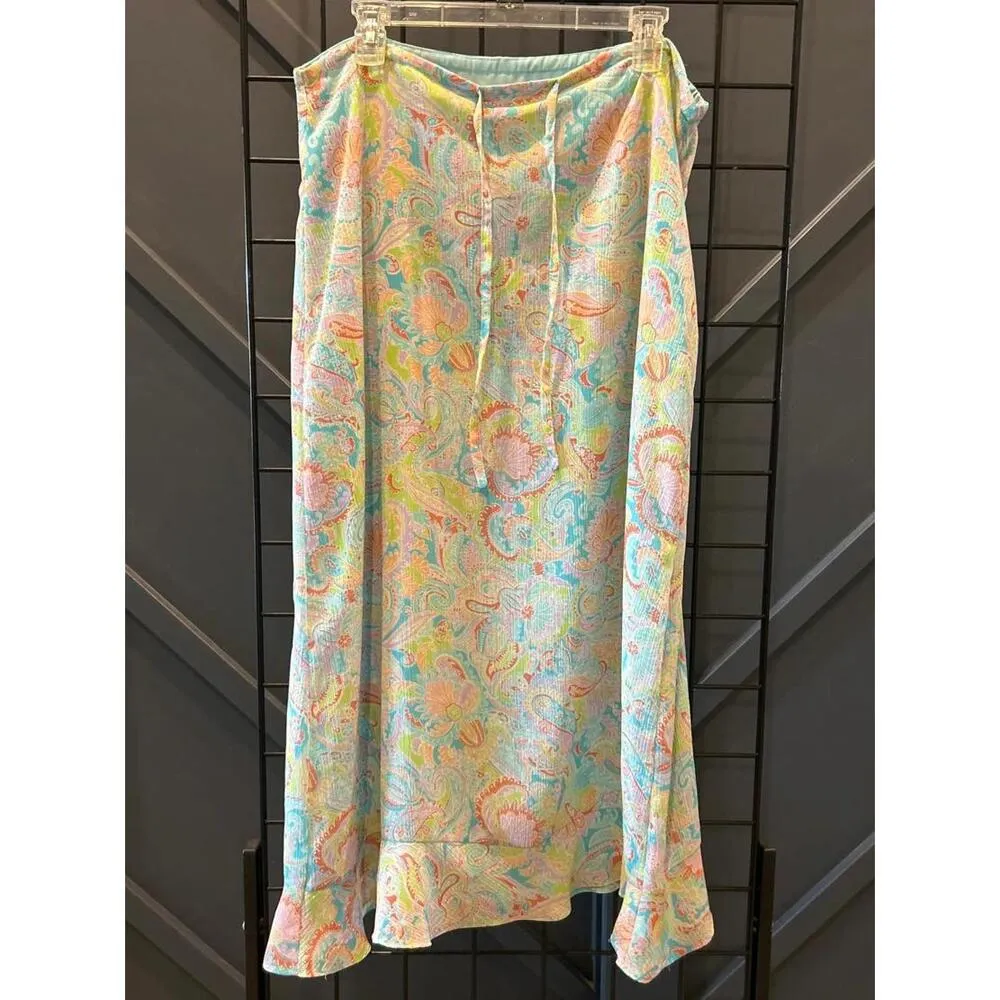 Crazy Horse Liz Claiborne Top & Maxi Skirt Sz Large Blue Paisley 2 Piece Set - Image 4