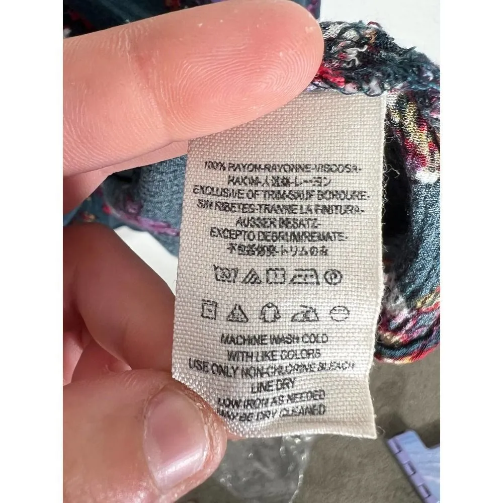 Free People Green Jade Retro Floral Swing Tunic Mini Dress Size Small - Image 8