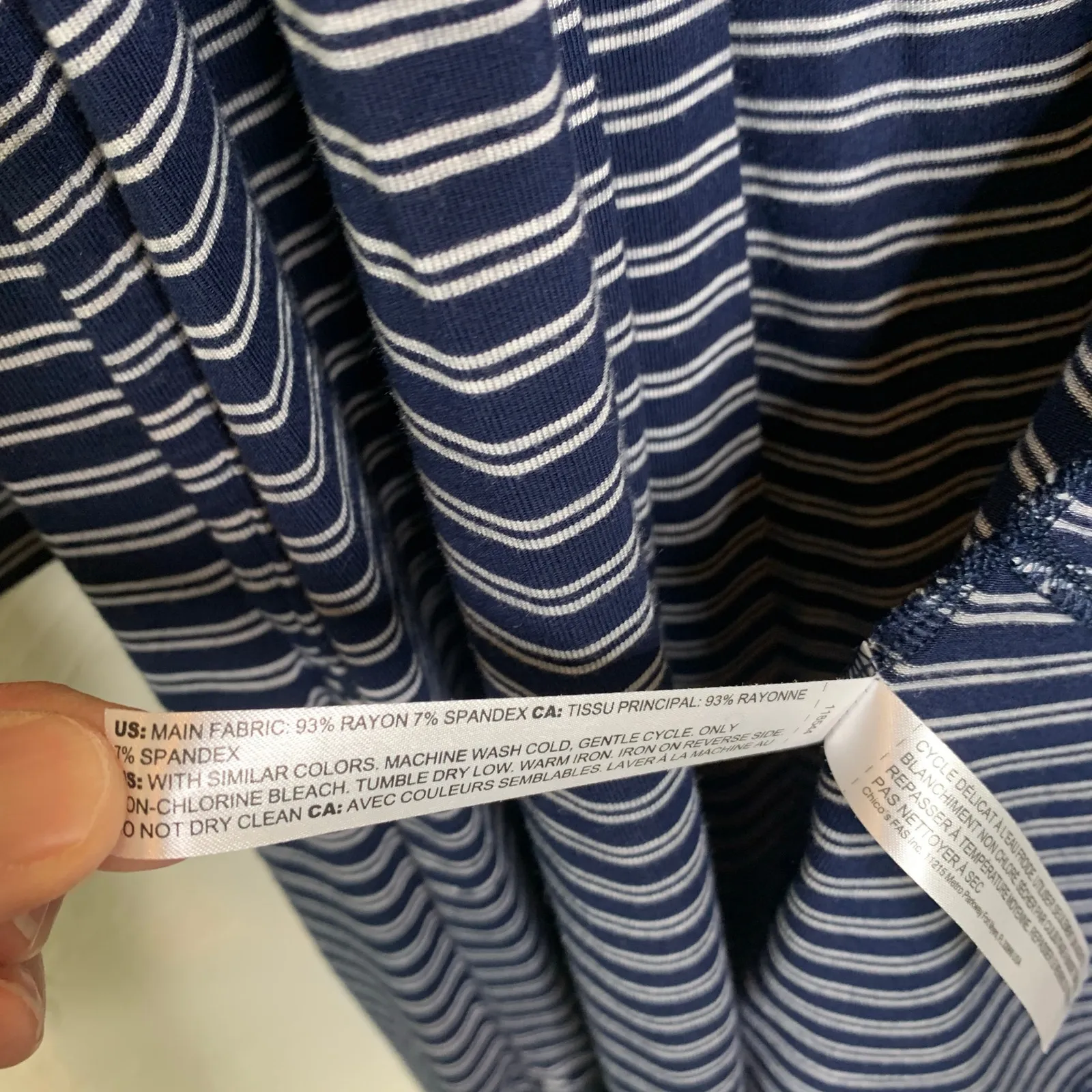 Soma Navy Blue White Striped Jersey Robe Open Front Sz Medium - Image 10