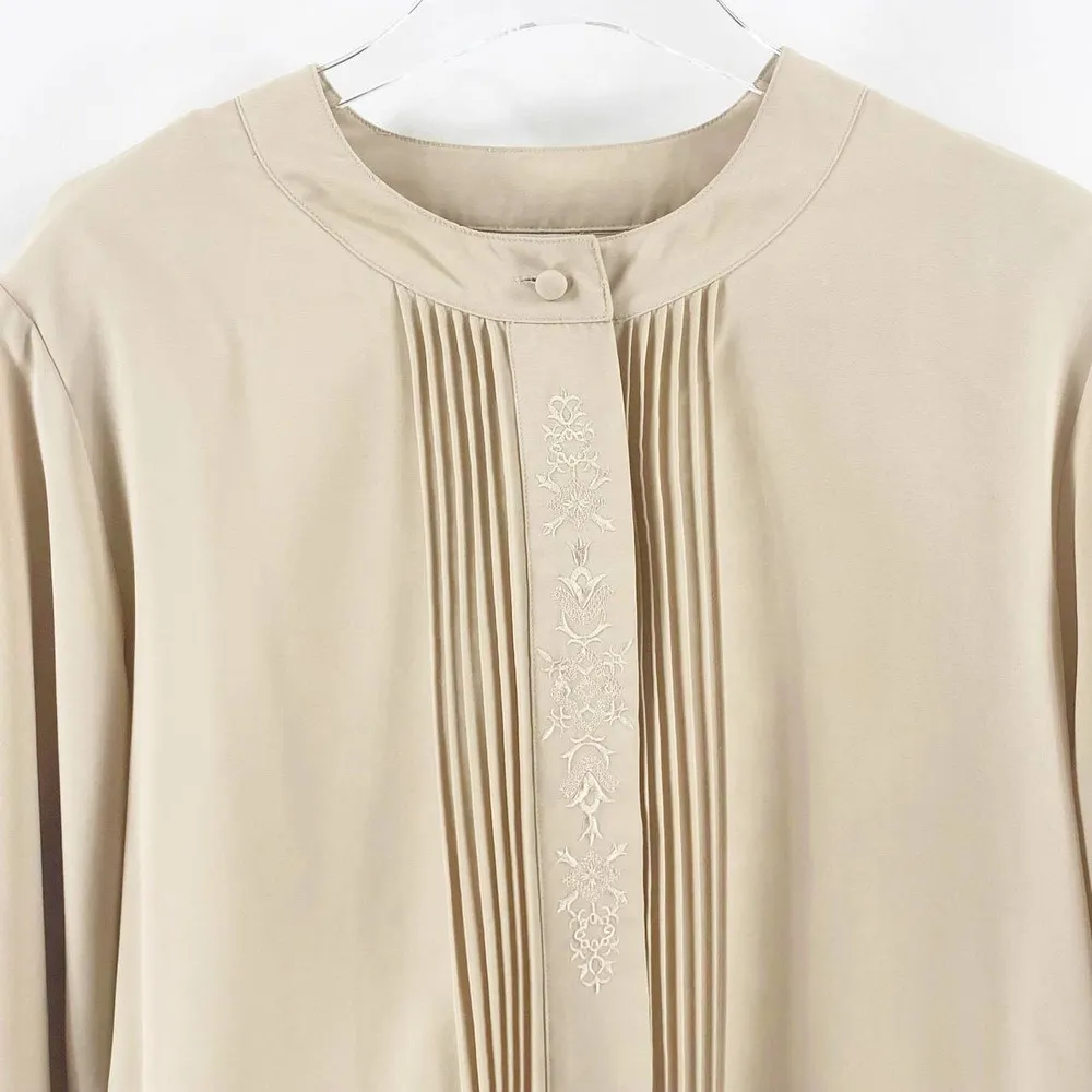 ATTITUDES 90s Y2K Vintage Nude Round Neck Button Down Shirt Size 14 - Image 5