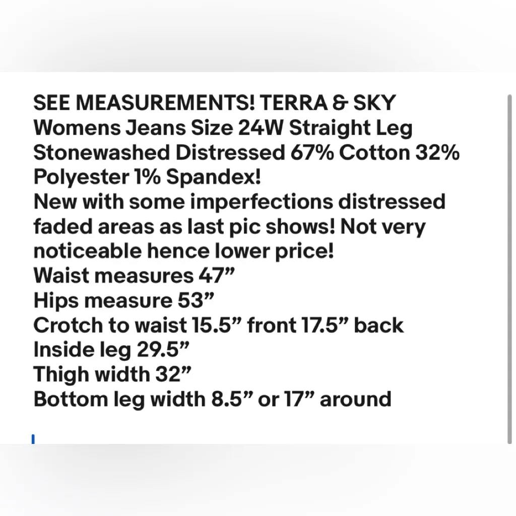TERRA & SKY Womens Jeans Size 24W Straight Leg Stonewashed Distressed - Image 9