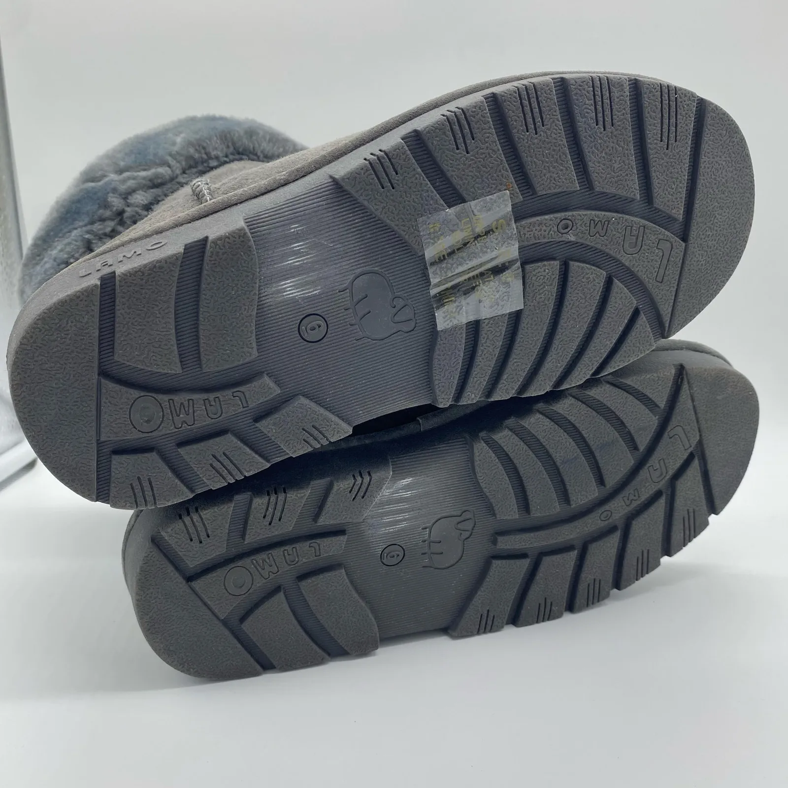 Lamo Gray Lambskin Leather Boots Winter Cozy Loungewear Slippers Women's size 6 - Image 8