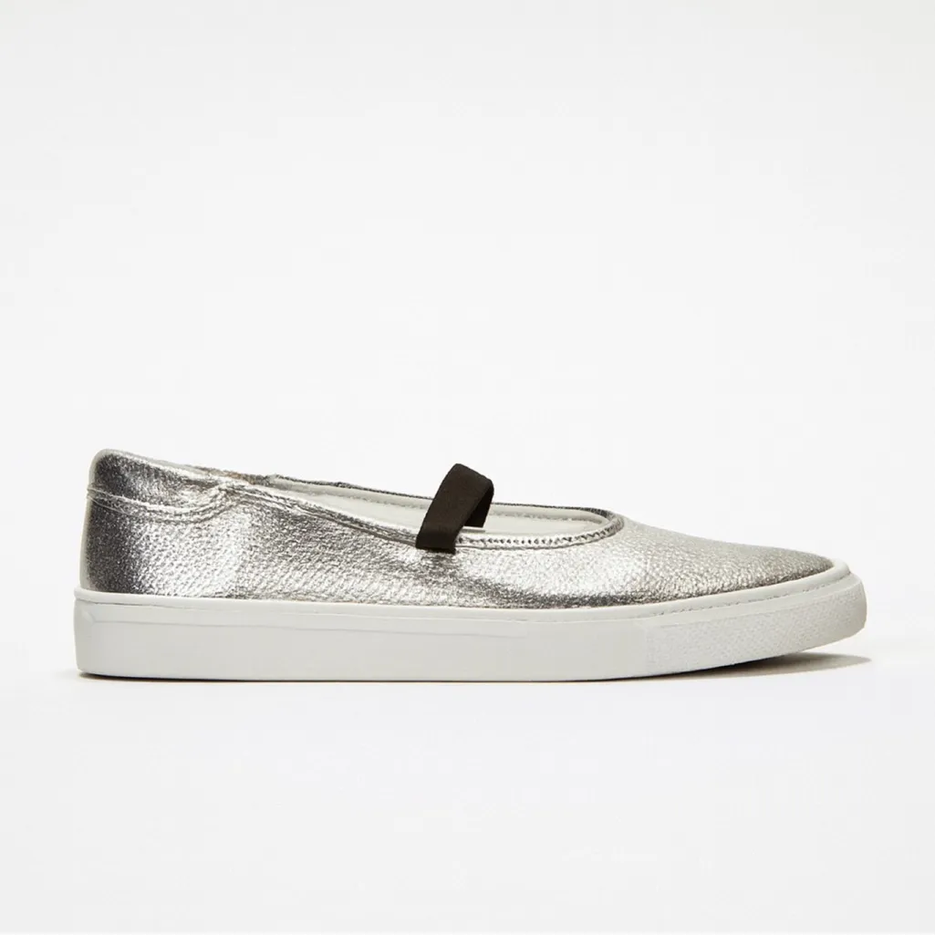Seychelles Moon Child Metallic Silver  Leather Mary Jane Platform Flats - Image 3