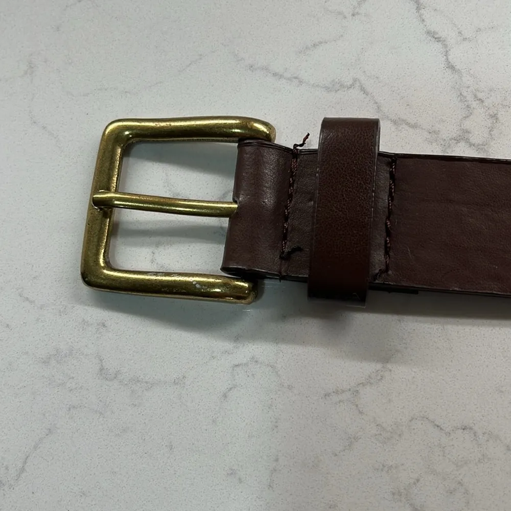 Khaki and Blue Woven Leather Belt Brown - Image 4