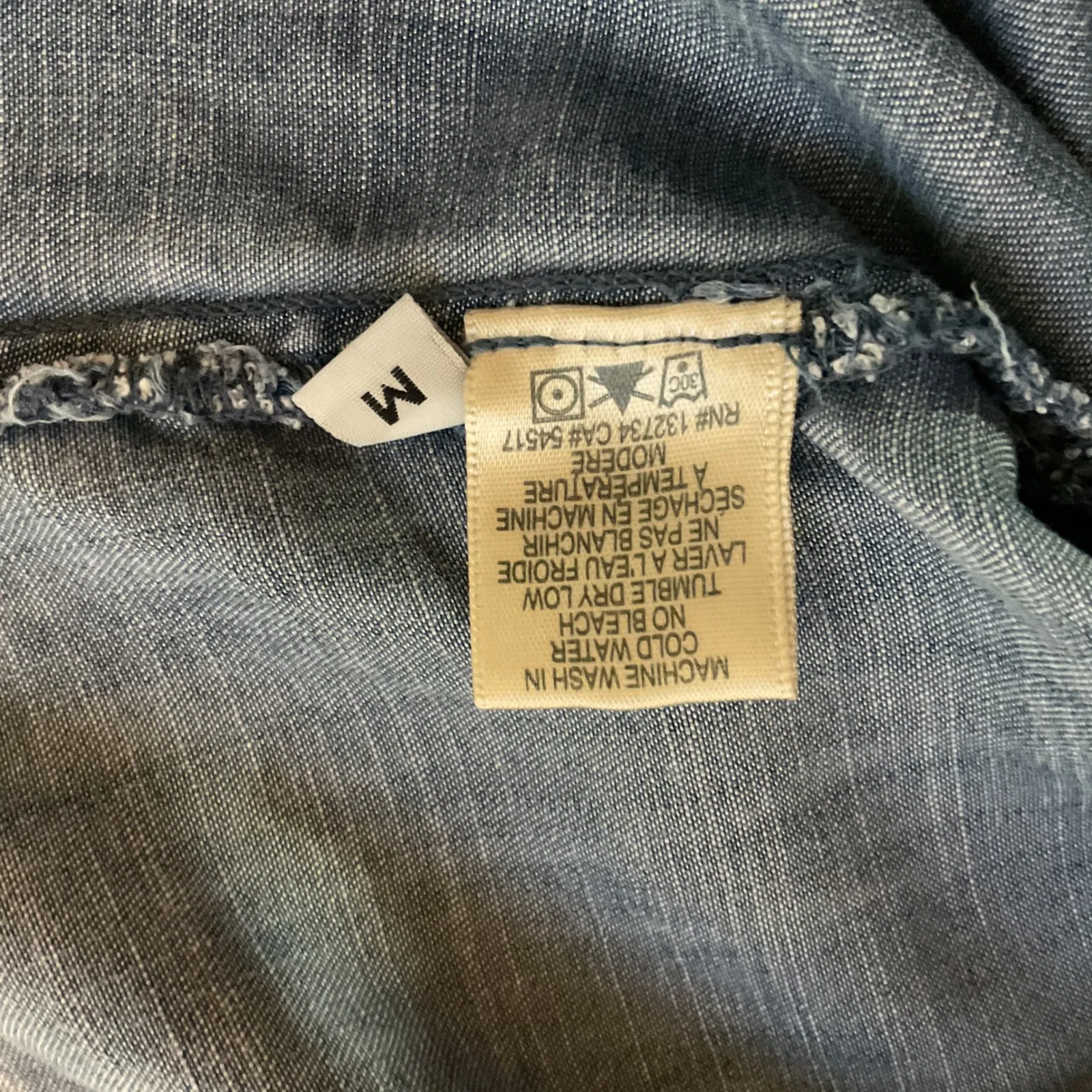 Anthropologie Cloth & Stone Chambray Denim 3/4 Sleeve‎ Mini Shirt Dress Medium - Image 10