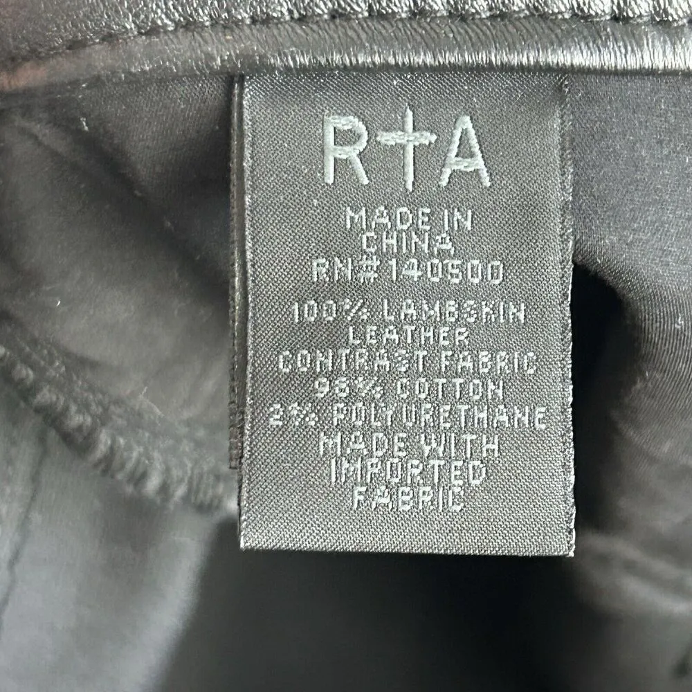 RtA Kiki Flared Leather Pants Womens 27 Black Zebra Print Lambskin Bootcut $1450 Size 28 - Image 11