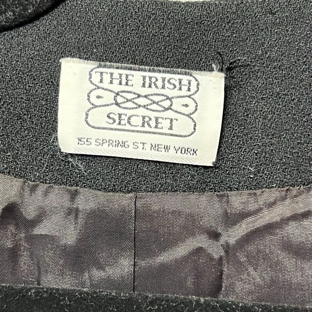 The Irish Secret Vintage Wool Blazer 12 Black Double‎ Breasted Shoulder Pads - Image 5