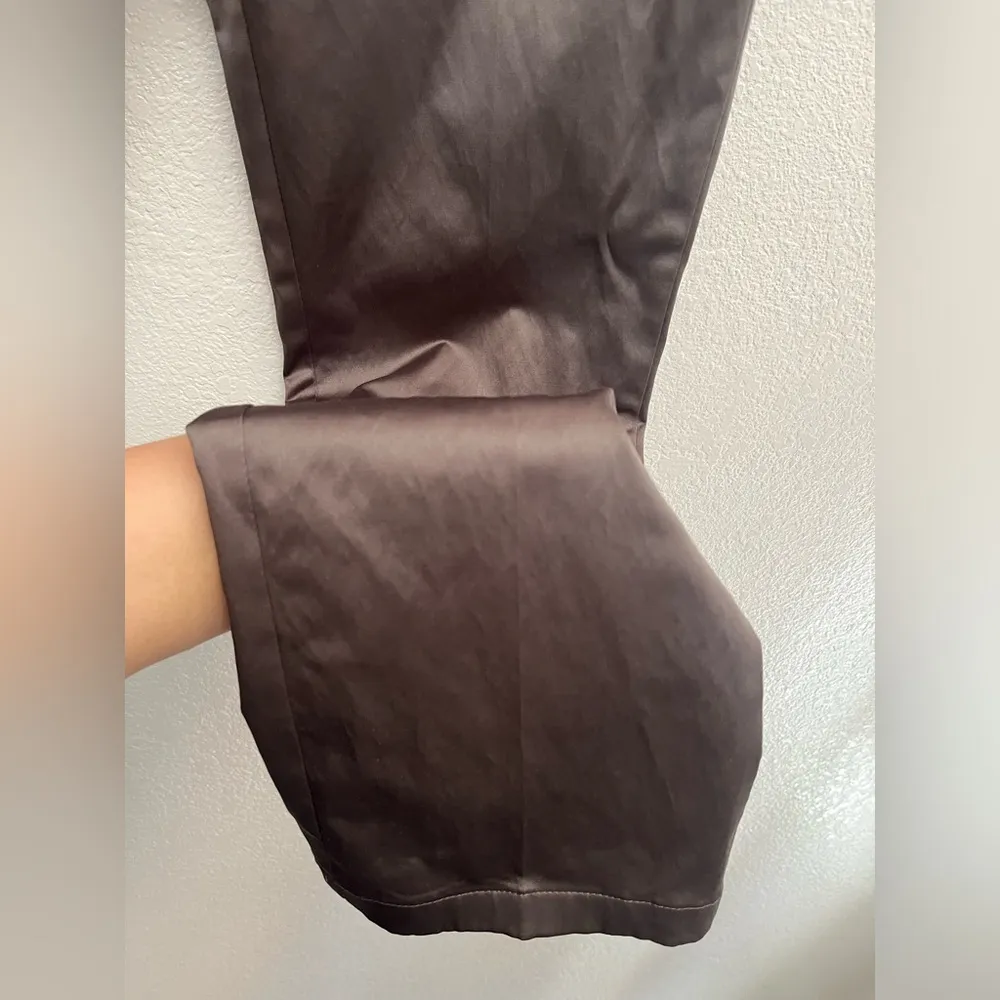 Zara Brown Satin Straight Leg Pants Size 8 Women’s Trousers - Image 3