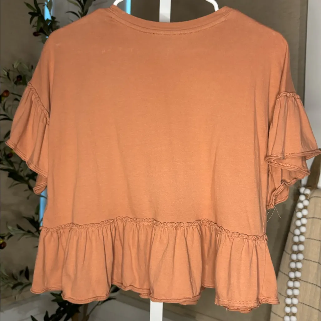 Forever 21 Apricot Cropped Babydoll Ruffle Top, Medium - Image 5