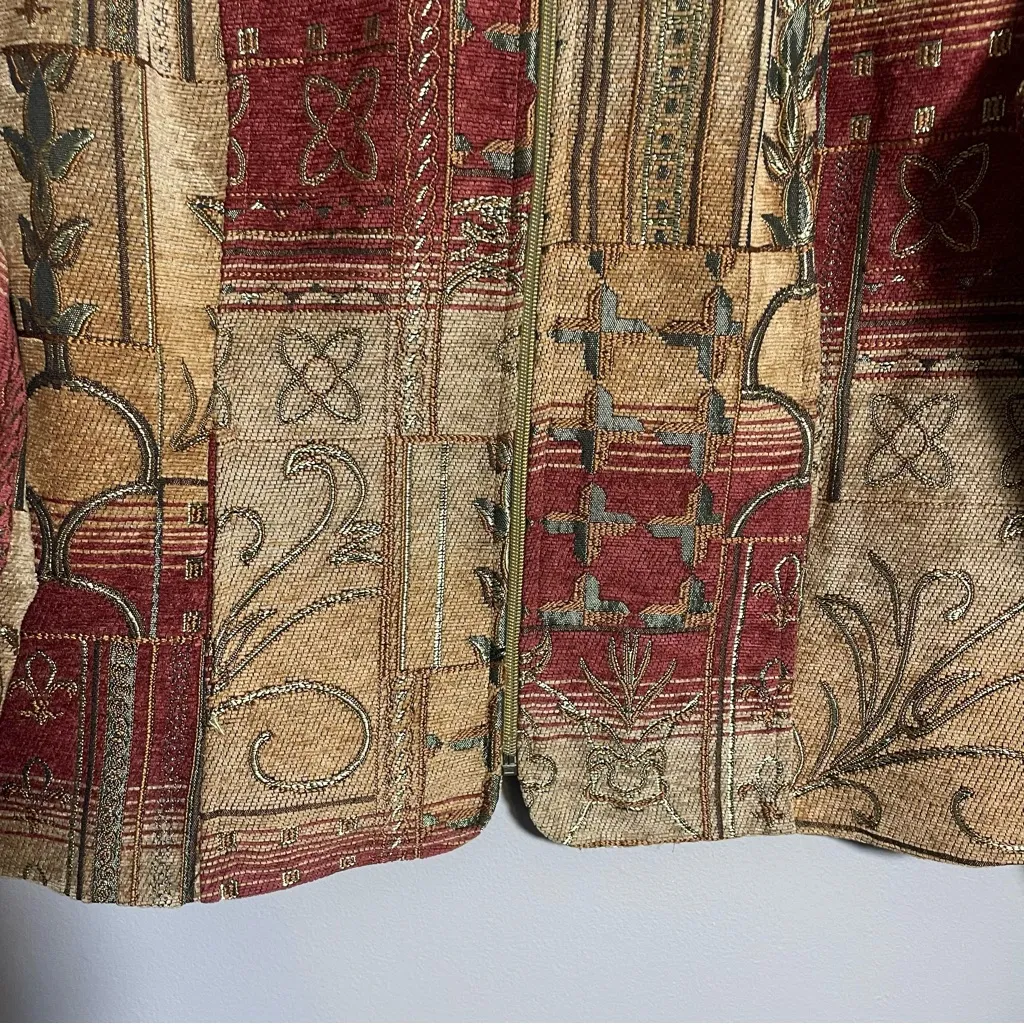 Dressbarn Embroidered Full Zip Unique Tapestry Jacket Women's XL - Image 3