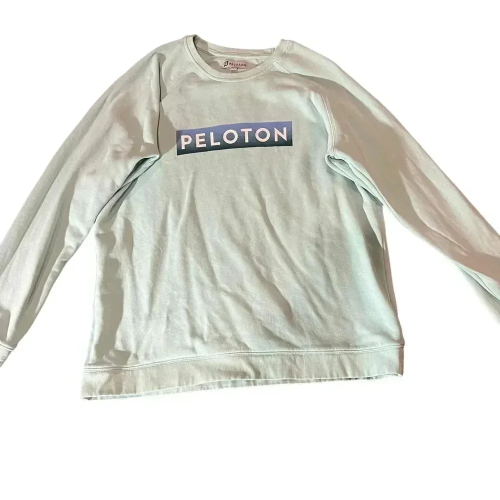 Peloton Womens Large Crew Neck Cycling Spell Out Logo Light Blue Sweatshirt - Image 2