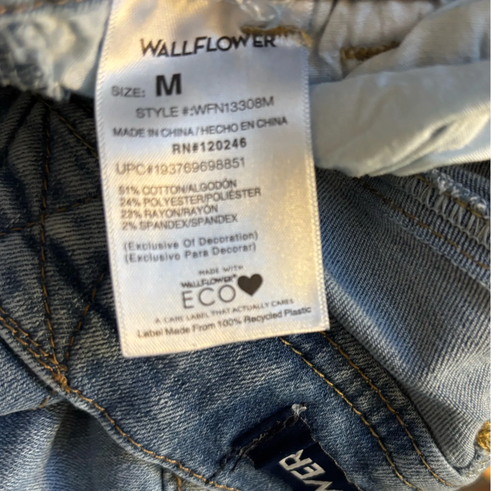 Wallflower Distressed Denim Overalls – Size Medium Blue - Image 3