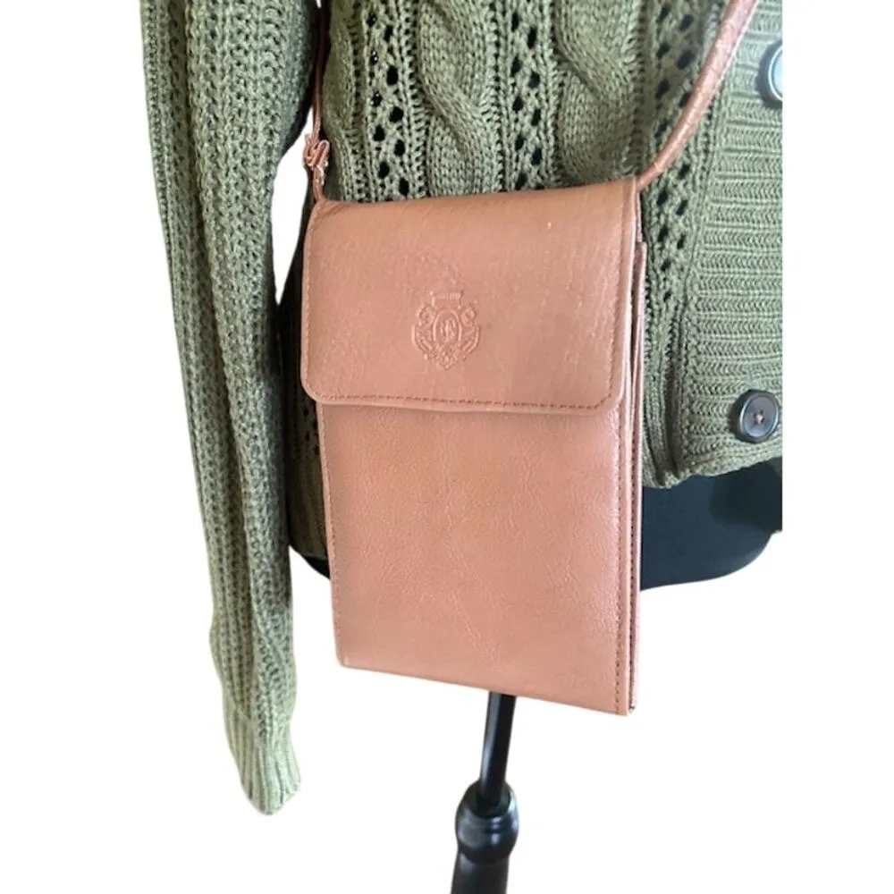 Vintage Top Grain Leather Crossbody Wallet Purse – Blush Tan – 7x5 - Image 2