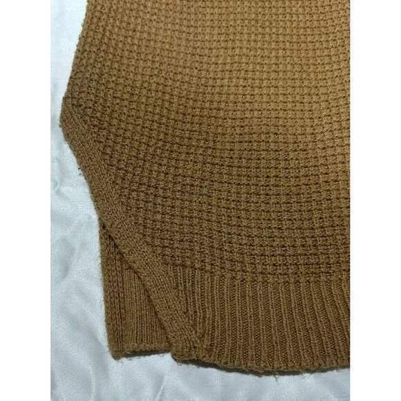 Madewell Brown Knit Sweater V Neck XS Woman's‎ 3/4 Sleeve Tight Knit Rust Brown - Image 3