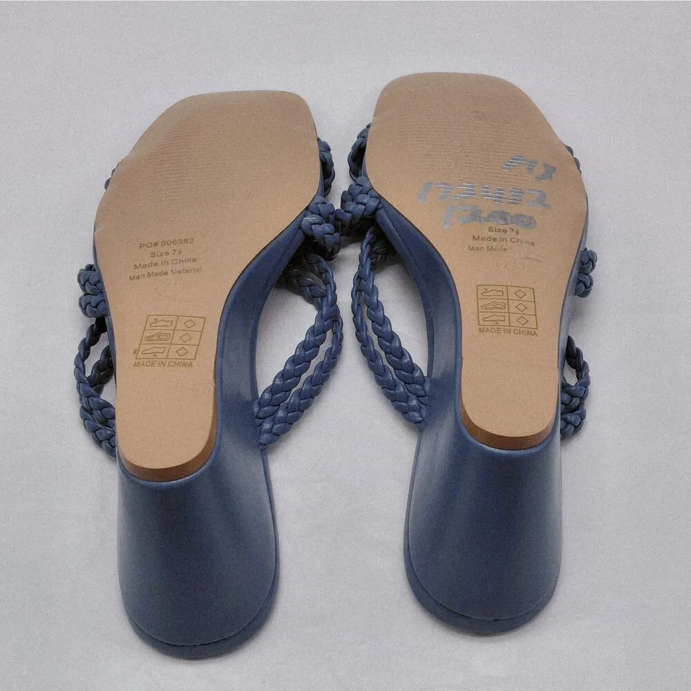 Journee Collection Baylen Wedge Sandals Women's 7.5 Blue Slip On Casual Shoes - Image 8