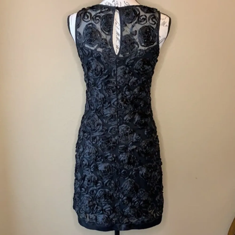 Papillon Blanc little black dress rosette ribbon soutache stretch sleeveless S - Image 3