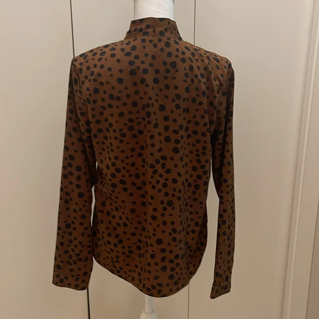 Shein brown and black animal print blouse size S #117 - Image 3