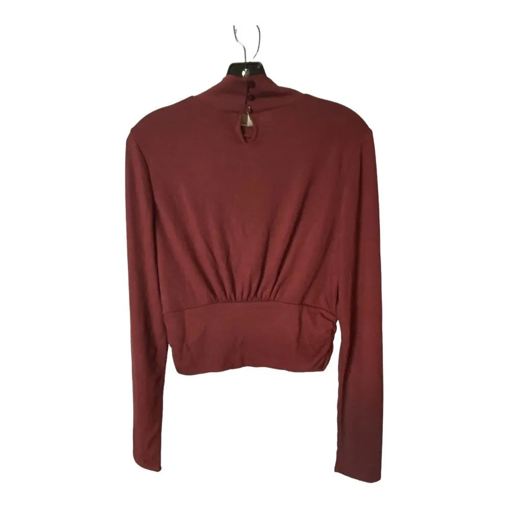 Brea Canyon Stitchfix Womens Size Large Keyhole Turtleneck Blouse Claret Red NWT - Image 2