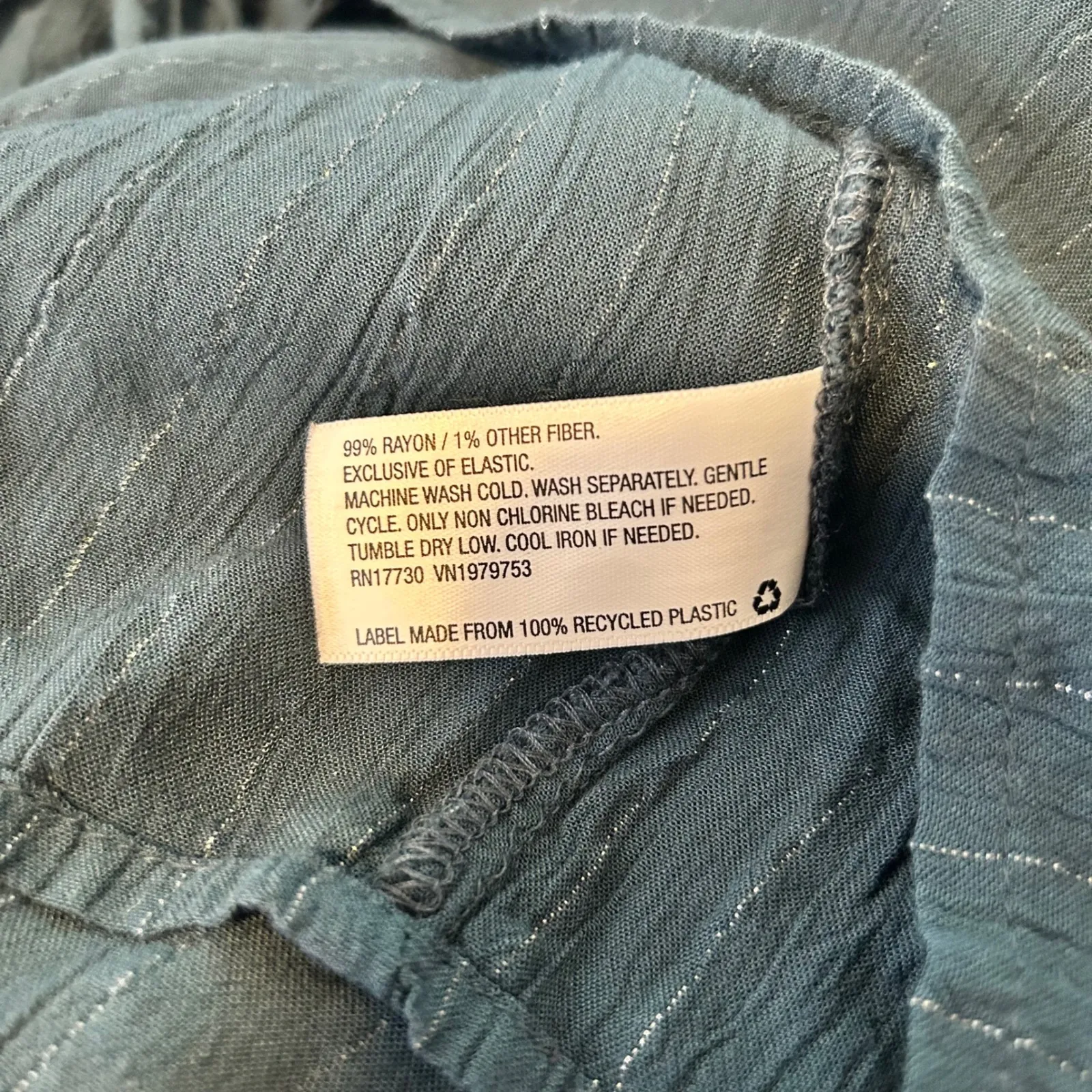 Knox Rose NWT Teal Blue Metallic Stripe Peplum V Neck Long Sleeve Blouse Top XXL - Image 7