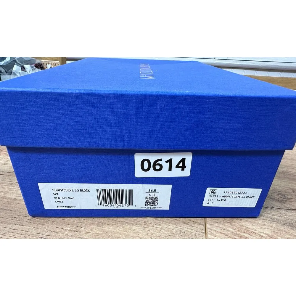 Stuart Weitzman Nudistcurve 35 Block Sandal Heels Silver Size 6 US 36.5 US NIB - Image 14