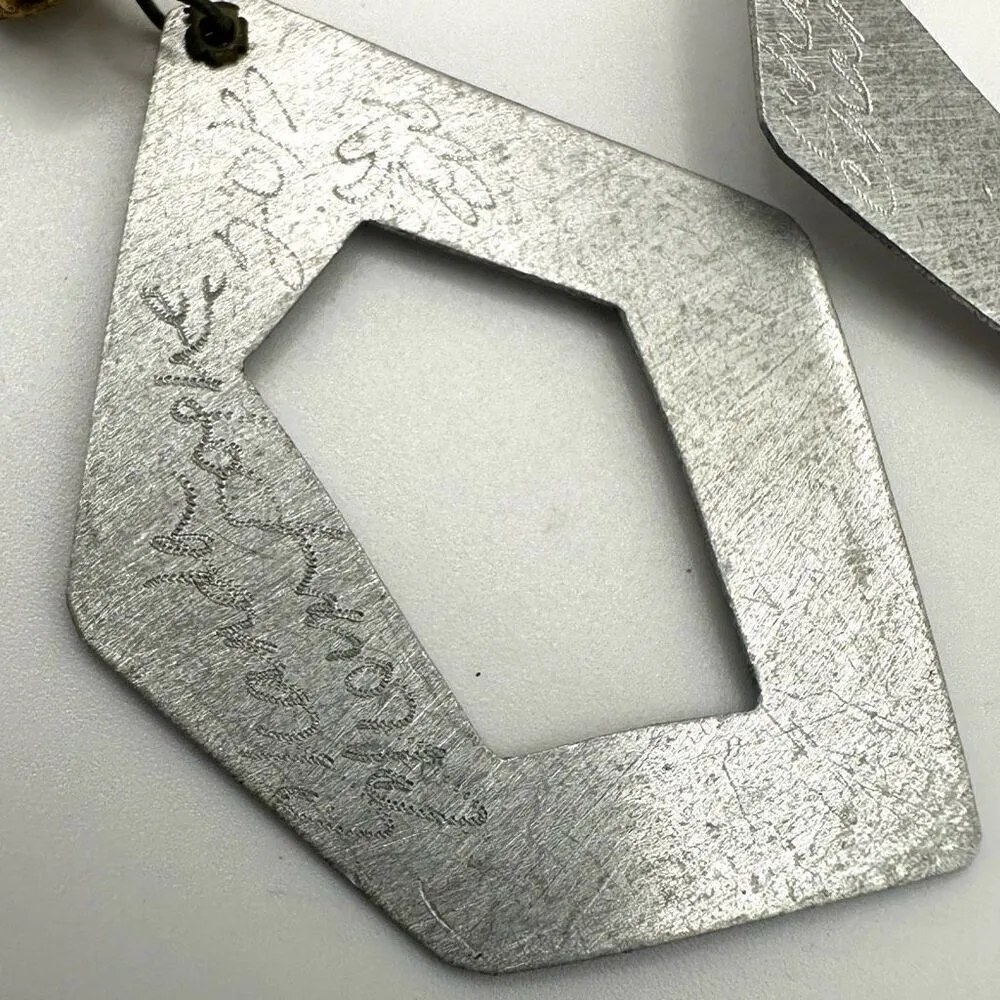 Chandra Champagne silver tone geometric statement earrings - Image 9