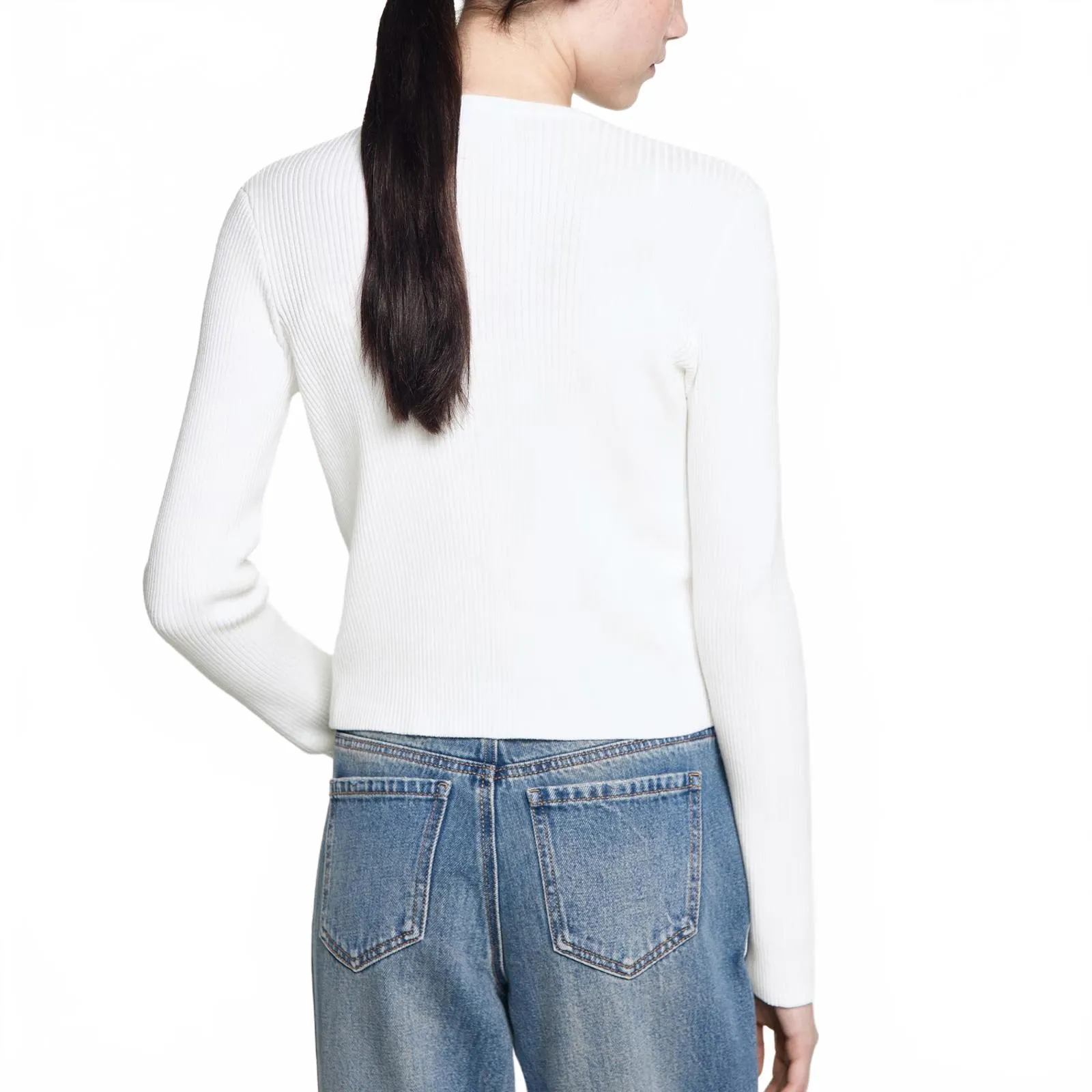 Mango Cotton Blend Button Knit Cardigan NWT Off White Teens Medium - Image 3