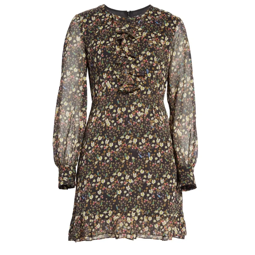 NWT French Connection Hallie Frill Long Sleeve A-Line Dress - Image 5