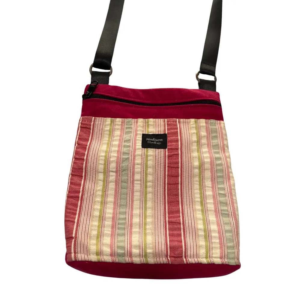Madison Handbags Striped Crossbody Bag Red & Multicolor Adjustable Strap 59f - Image 2