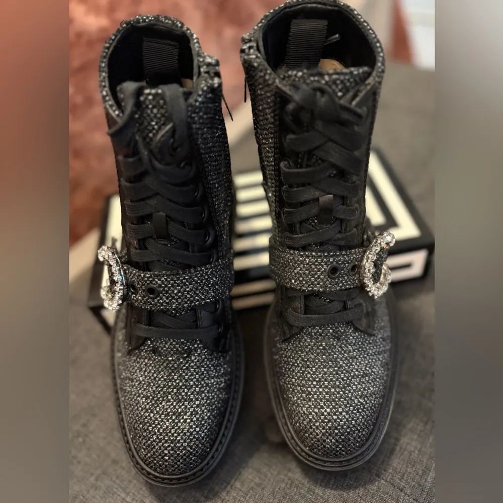 Jimmy Choo Glistening Tweed Embellished Flat Ankle Boots NWOT SZ36.5 US SZ 6.5 - Image 3