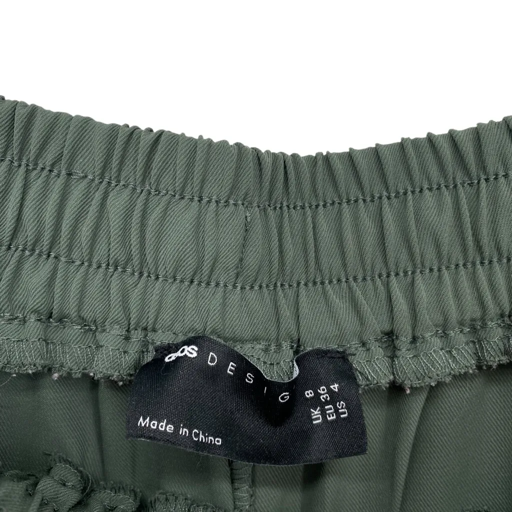 ASOS Pull On Track Pants With Contrast Panel in Washed Green - Image 8