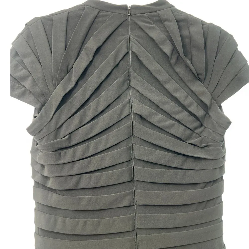 TADASHI SHOJI M Stretch Fitted Body Con Dress V Neck Cap Sleeve Layered Women's - Image 4