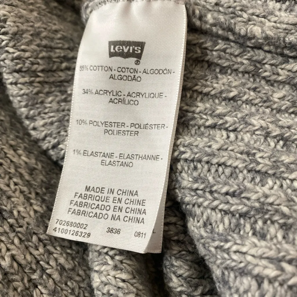 Levi’s Levis Womens Gray Grey & White  Knit Cadigan Open Fromt Sweater L Large - Image 10