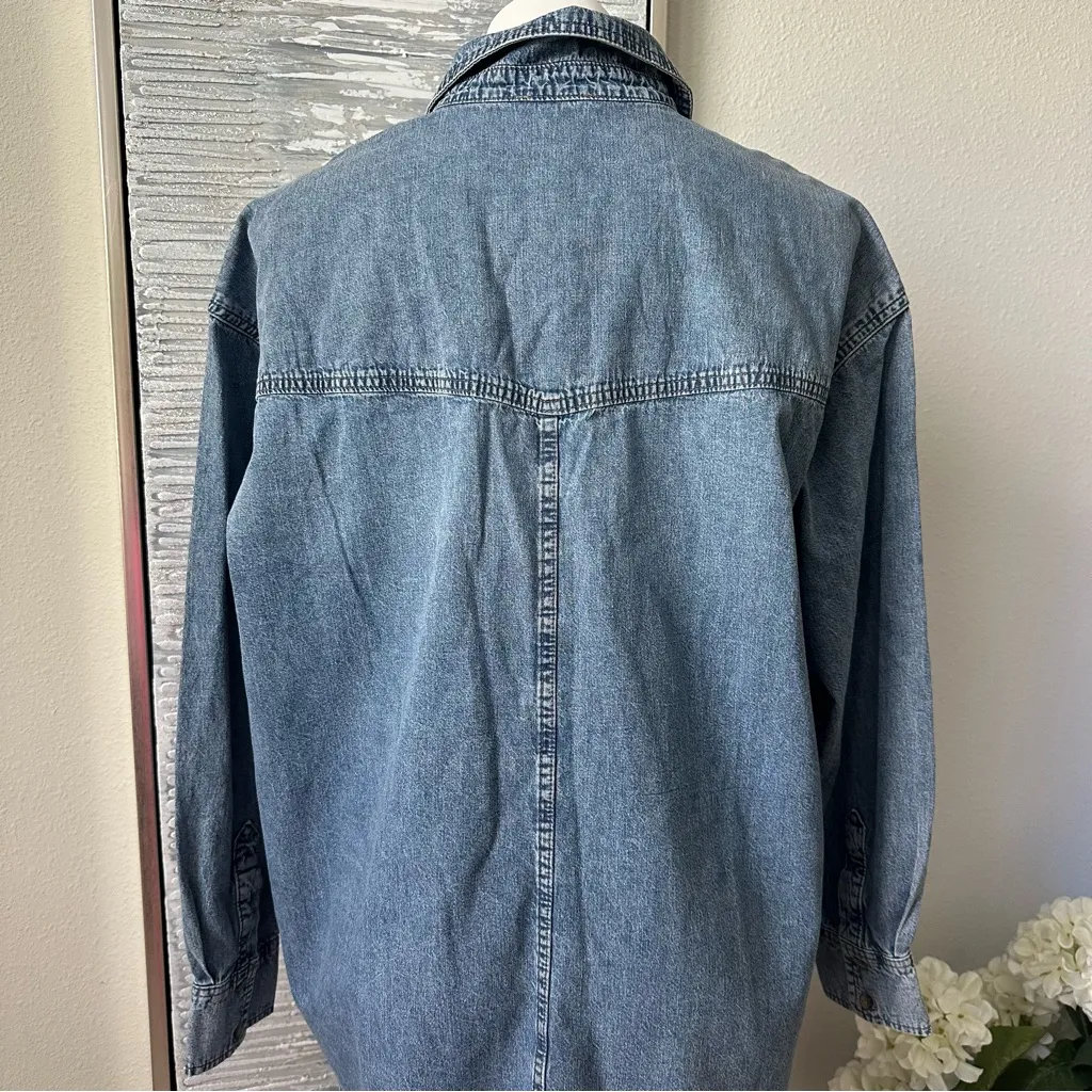 Jessica Simpson Blue Denim Button-Up Shirt Size L - Image 12