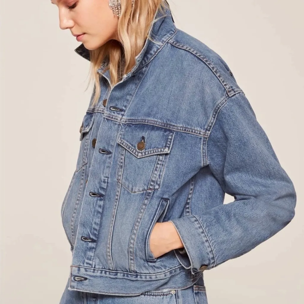 Reformation Jean Jacket Denim Oversized Size XS - Image 2