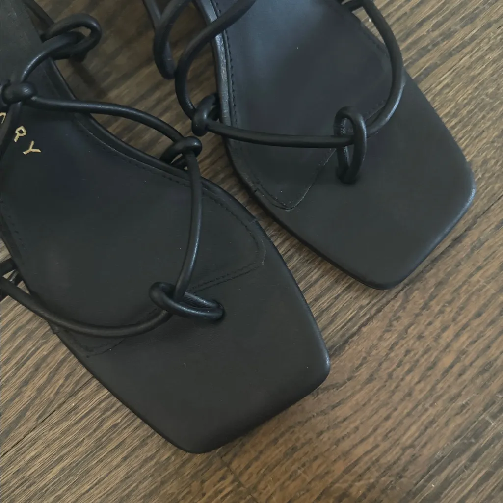 Katy Perry black irisia strappy wooden block wedge heel sandal matte black Size 7.5 - Image 5