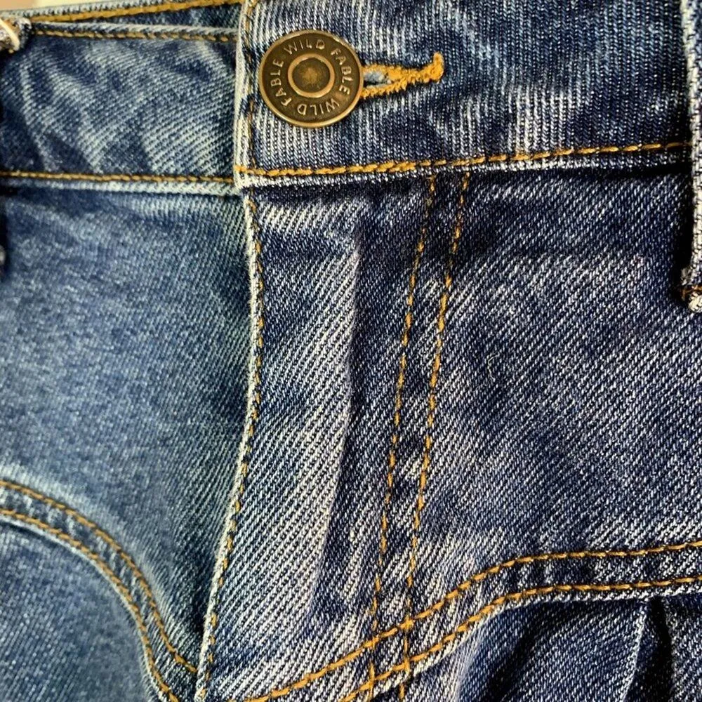 WILD FABLE Women's 90S‎ Highest Rise Yoke Front Jean Shorts Medium Wash Sz 00 - Image 7