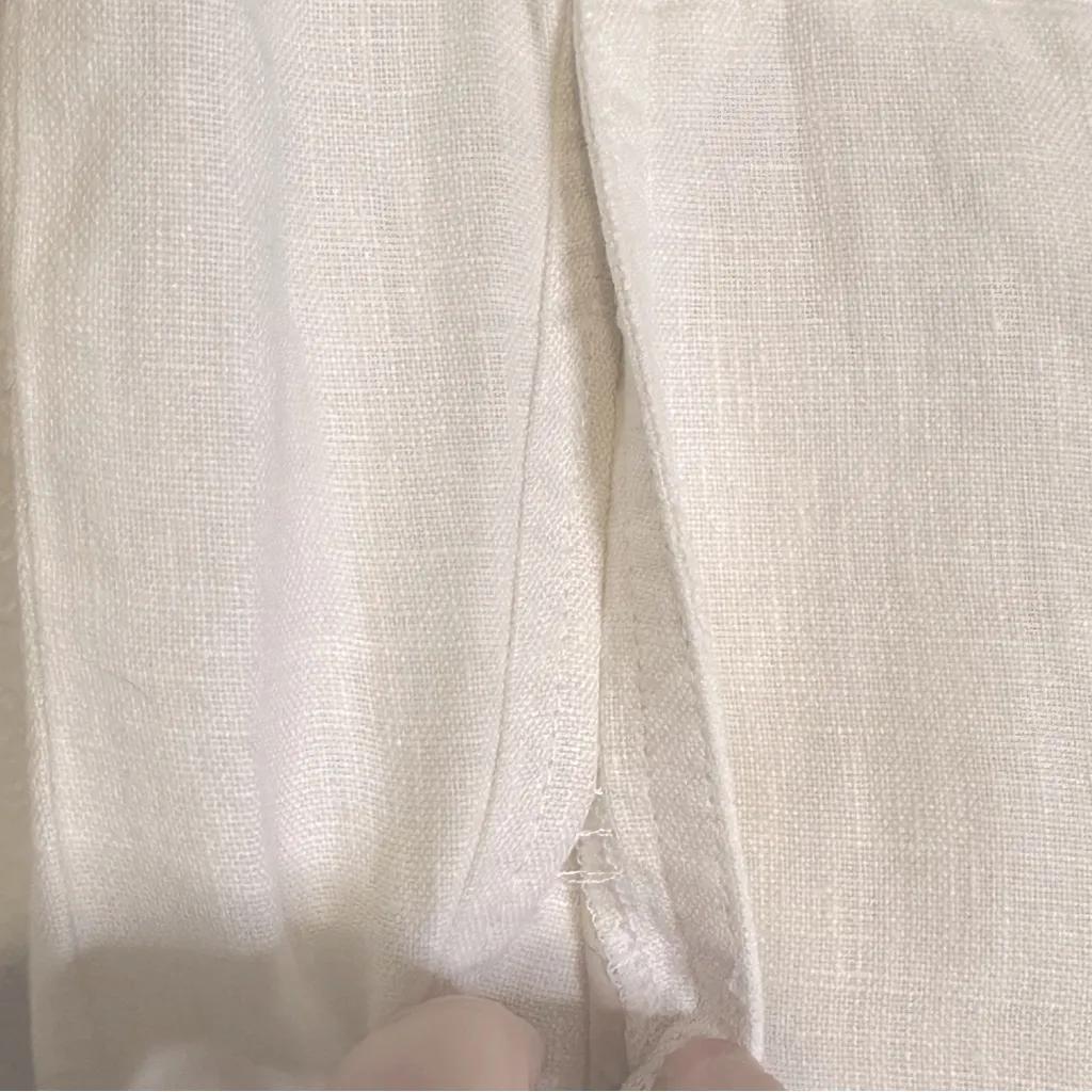 J. Jill Love Linen Ivory White Ankle Cropped Pants Drawstring Elastic Waist M‎ Size M - Image 8