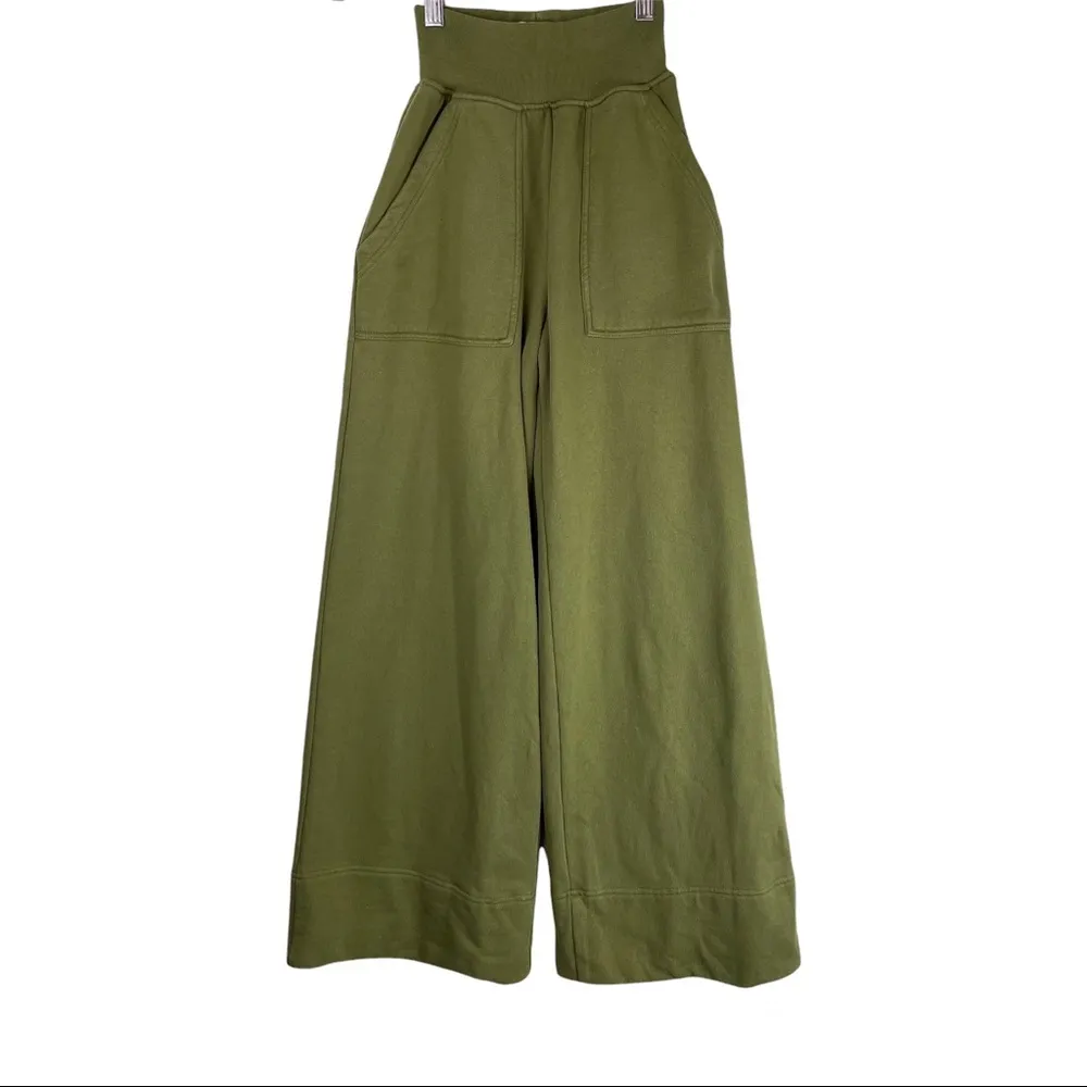 Veronica Beard x Sold Out Green Melanie Wide Leg Sweatpants Ankle Cropped Sz XS - Image 2