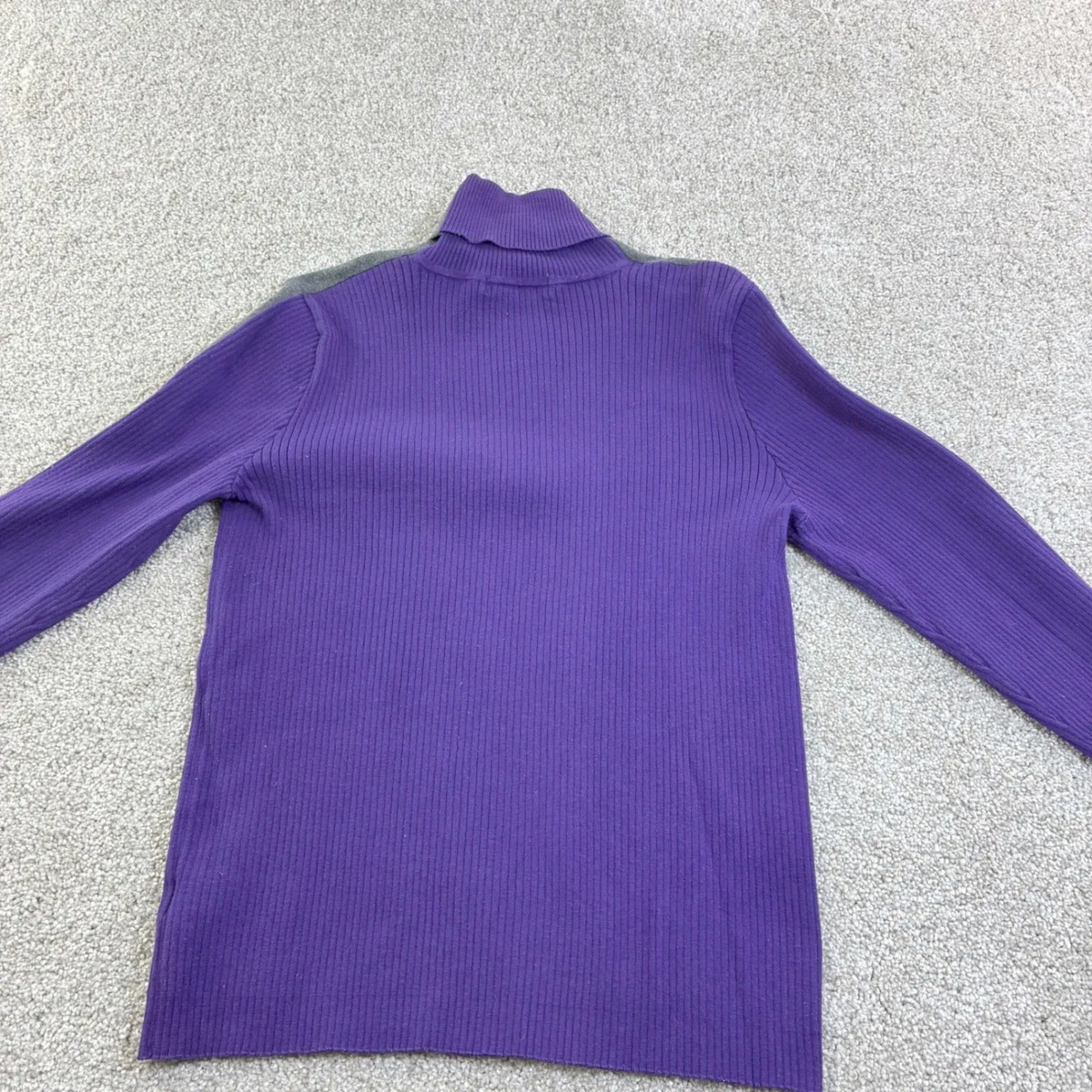 Lauren Active LRL Womens L Purple Ribbed Turtleneck Sweater Long Sleeve Logo VTG - Image 8