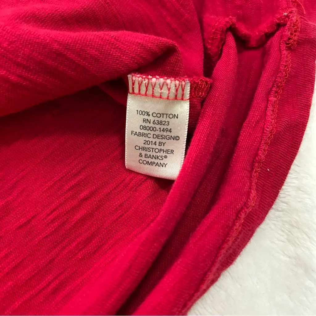 Christopher & Banks Vibrant Red Top with Snowflake Design - Image 5