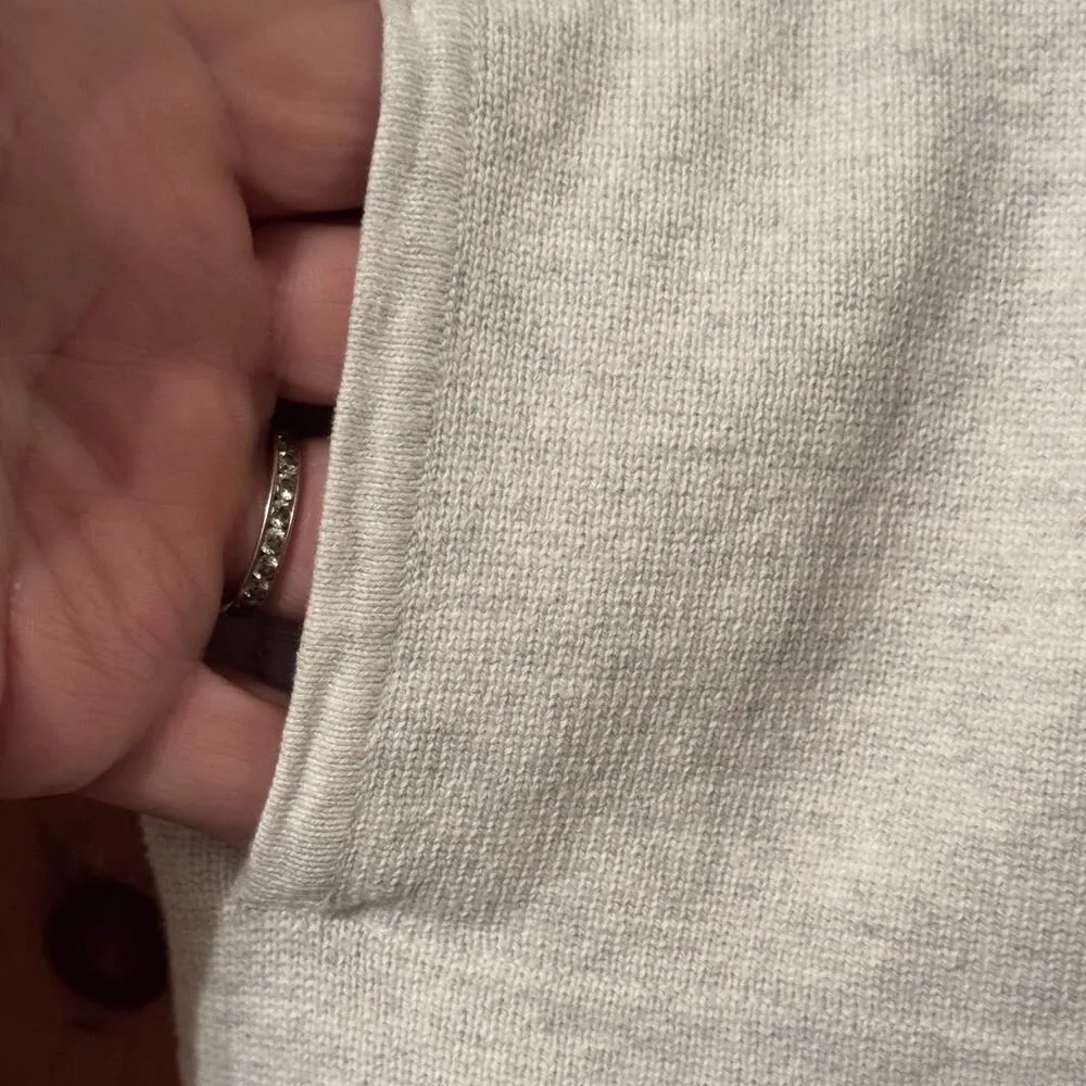 PureJill Cotton Cashmere boxy knit with pockets 3/4 sleeve S oversized Gray - Image 3