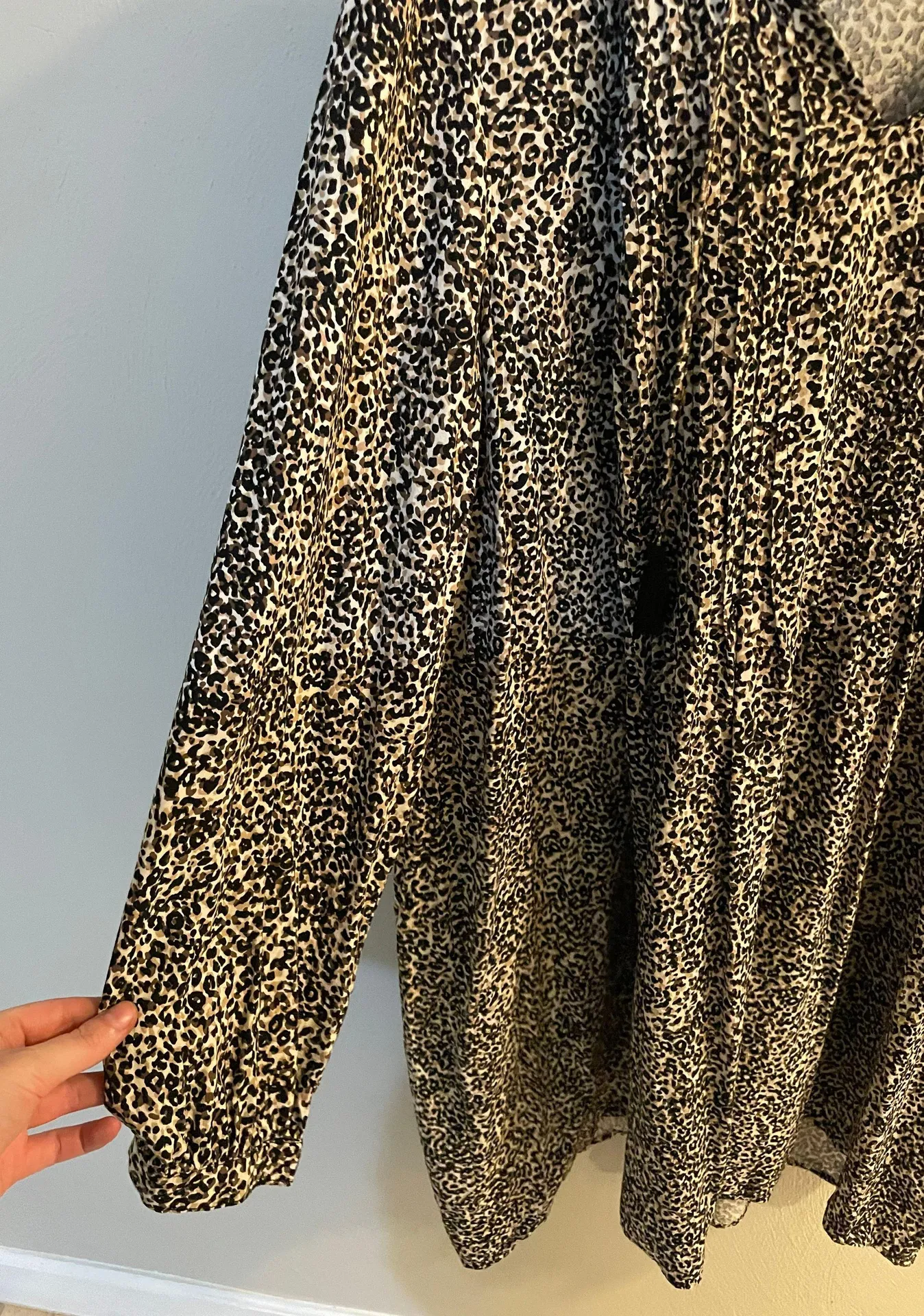 Old Navy Cheetah Print Long Sleeve Swing Dress with Front Tassels - Image 2