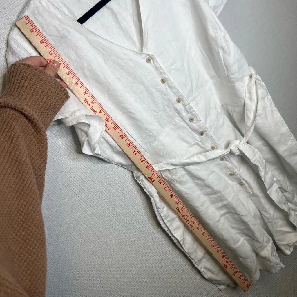 Lands' End | 18W White V-Neck Romper 100% Linen‎ - Image 8