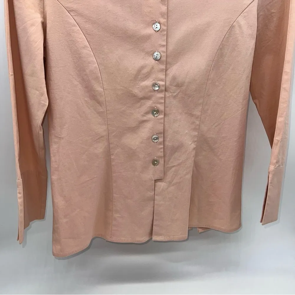Zanella Women's Button Up Cotton Blouse w/Mother of Pearl Buttons in Pink Size 4 - Image 2