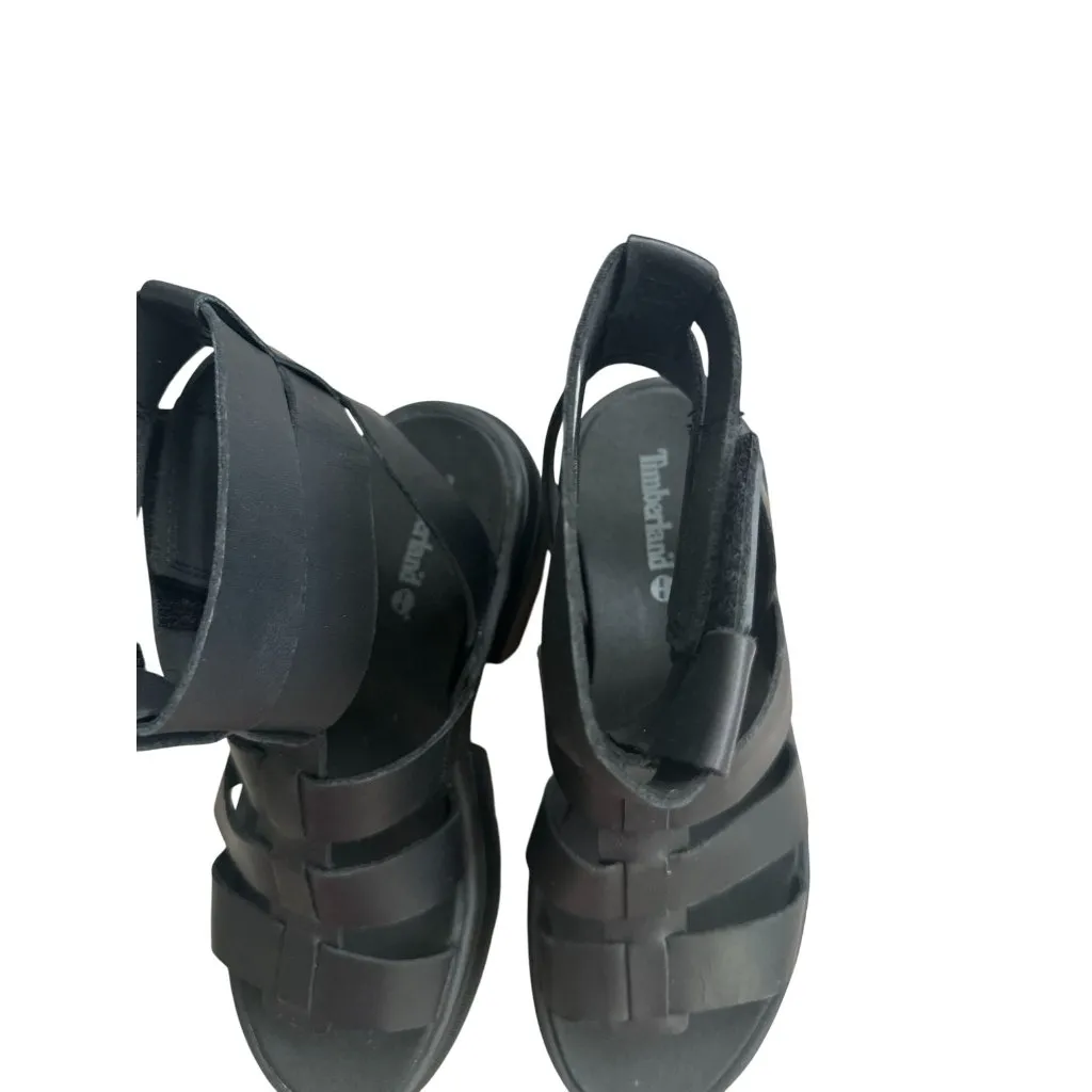 TIMBERLAND Women's Black Leather Platform Sandals Size 6.5 - Image 8