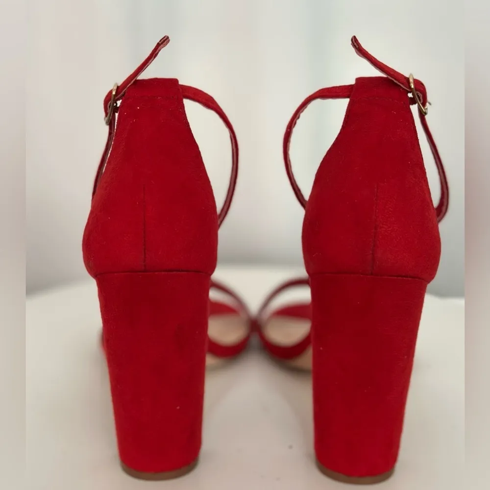 Lulu's Red Suede Ankle Strap Heels (SH90) - Image 4