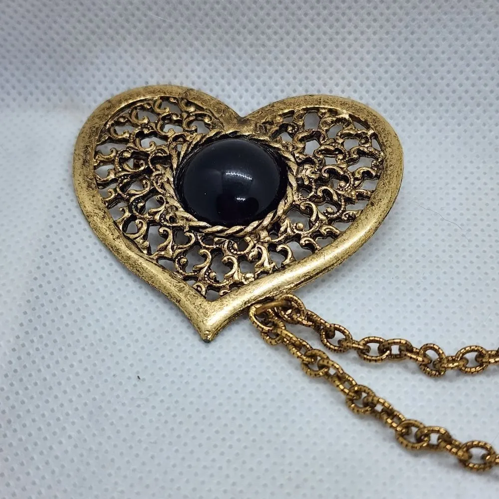 Set of 3 Vintage Gold & Black Brooches Gold - Image 7