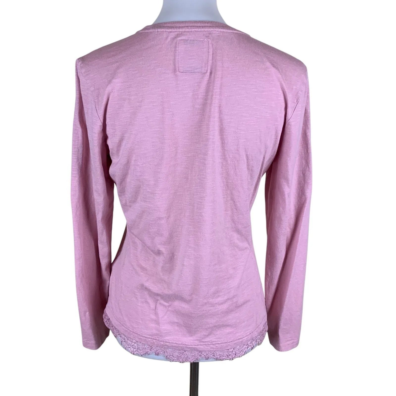 Superdry Tilly Lace Graphic Long Sleeve Romance Top 6 Rose Pink - Image 3