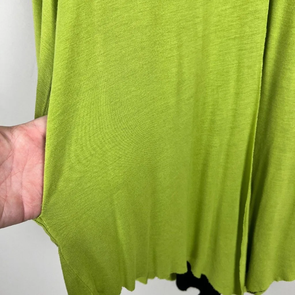 Aria Handmade Norma Tunic Top Womens Large Green Black Layered 3/4 Sleeve V-Neck - Image 7