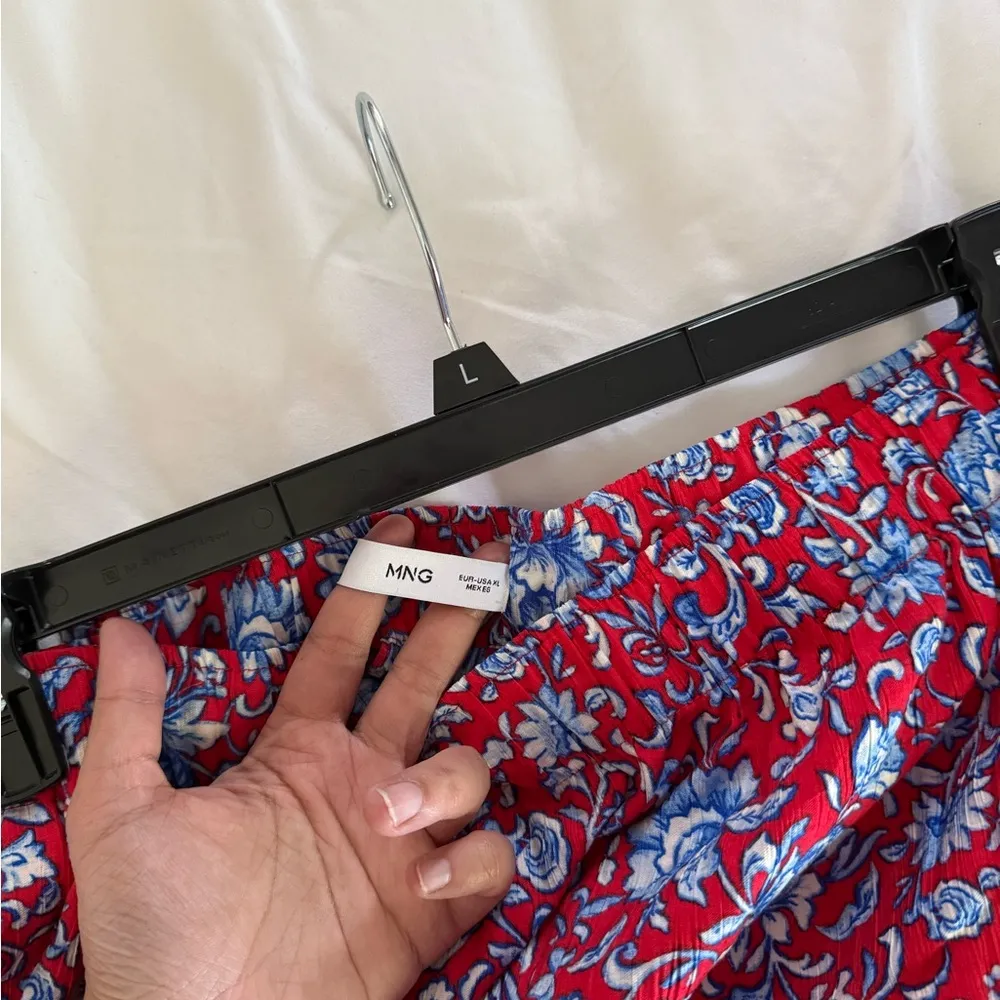 Mango MNG Flowy Comfy Floral Wide Leg Pants Summer Breathable Elastic Waist - Image 6